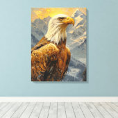 Toile Montagnes d'aquarelle d'aigle chauve (Insitu (Plancher de Bois))