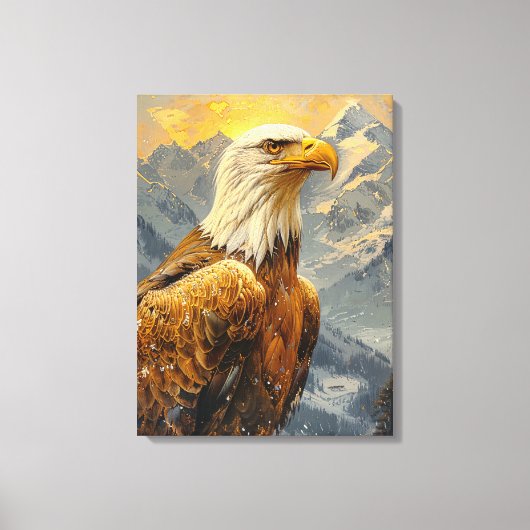 Toile Montagnes d'aquarelle d'aigle chauve (Recto)