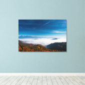 Toile Montagnes d'automne et brouillard dans la vallée (Insitu (Plancher de Bois))