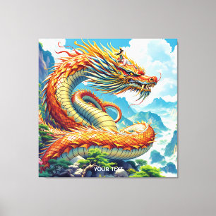 Toile Montagnes de dragon orange fantaisistes mignonnes
