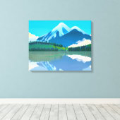 Toile Montagnes enneigées reflétées dans un lac (Insitu (Plancher de Bois))