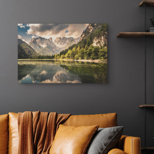 Toile Montagnes Lac Dürrensee, Dolomites, Italie