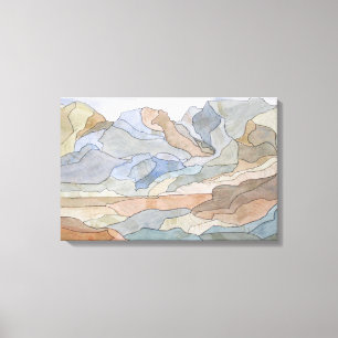 Toile Montagnes Régions Waterline Art Imprimer