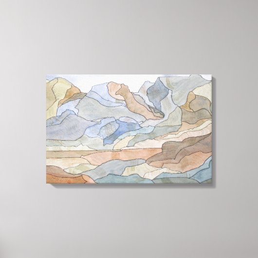 Toile Montagnes Régions Waterline Art Imprimer (Recto)