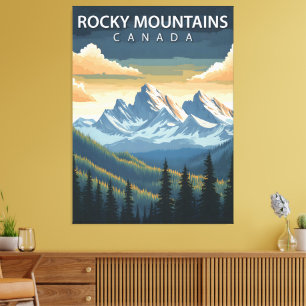 Toile Montagnes Rocheuses – Affiche de voyage vintage du