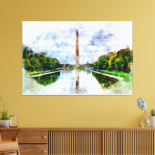 Toile Monument de Washington aquarelle avec reflet (Insitu(Salon))