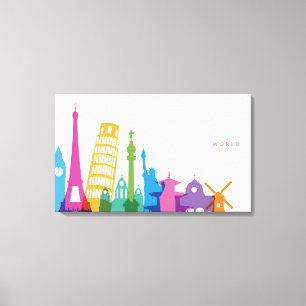 Toile Monuments Mondiaux Pastel Collage