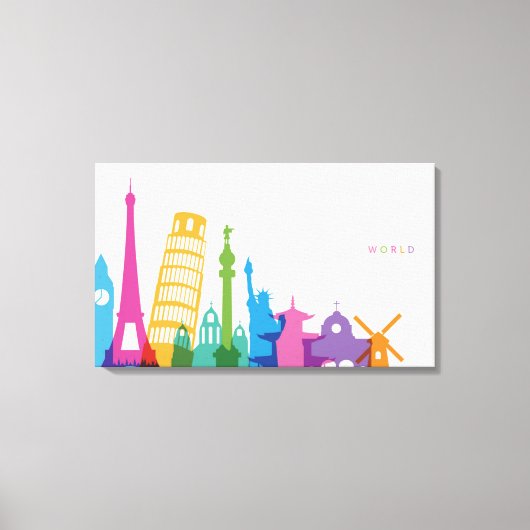 Toile Monuments Mondiaux Pastel Collage (Recto)