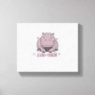 Toile Moo-Deng Le fameux mou bébé Hippopotamus en thaï
