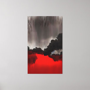 Toile Moody Contemporary Peinture Black Grey Red Art