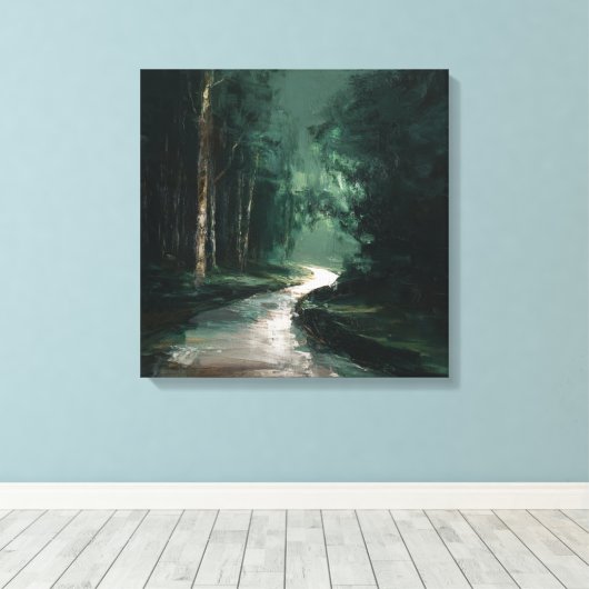 Toile Moody Emerald Forest Path Oil Painting Canvas Art (Insitu (Plancher de Bois))