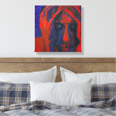 Toile Moody Expressionist Portrait Red and Blue Emotiona (Insitu(Chambre))