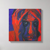 Toile Moody Expressionist Portrait Red and Blue Emotiona (Recto)