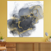 Toile Moody Ink Charcoal Gold Abstrait ID988 (Insitu(Salon))