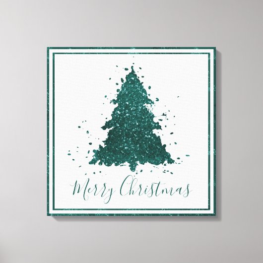 Toile Moody Joyeux Noël | Arbre Turquoise foncé de minui (Recto)