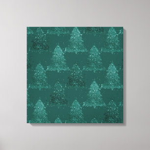 Toile Moody Tree Motif   Noël Turquoise de minuit foncé