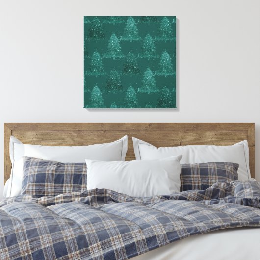 Toile Moody Tree Motif | Noël Turquoise de minuit foncé (Insitu(Chambre))
