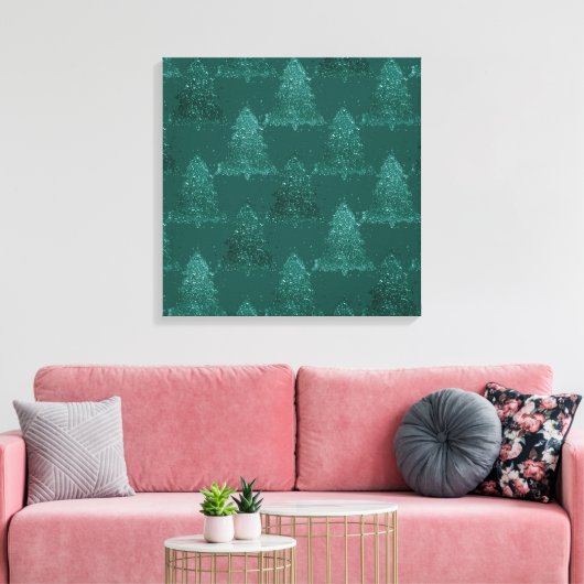 Toile Moody Tree Motif | Noël Turquoise de minuit foncé (Insitu(Salon))