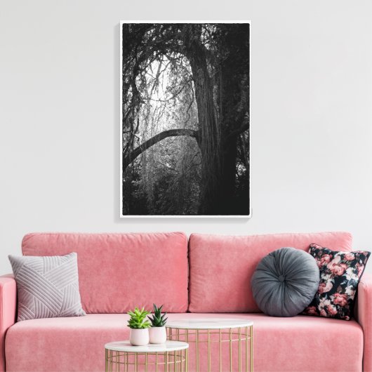 Toile Moody Willow Tree Photo paysage noir et blanc (Insitu(Salon))