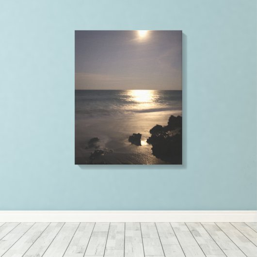 Toile Moon Rising Over Ocean (Insitu (Plancher de Bois))