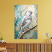 Toile Moonlight Silver Finch – Luxe Metallic Impasto (Insitu(Salon))