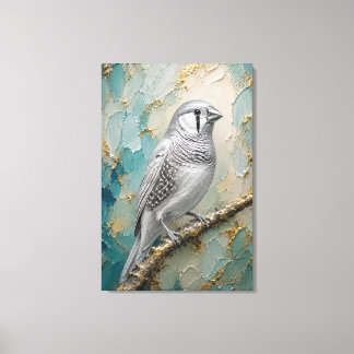 Toile Moonlight Silver Finch – Luxe Metallic Impasto