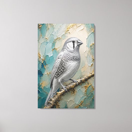 Toile Moonlight Silver Finch – Luxe Metallic Impasto (Recto)