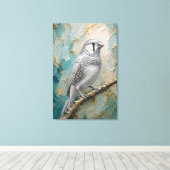 Toile Moonlight Silver Finch – Luxe Metallic Impasto (Insitu (Plancher de Bois))