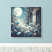Toile Moonlit Garden with Celestial Flowers and Stars (Insitu (Plancher de Bois))
