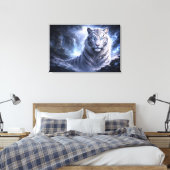 Toile Moonlit White Tiger Guardian – Blue Fantasy Spirit (Insitu(Chambre))