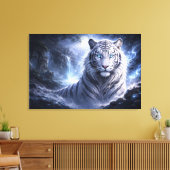 Toile Moonlit White Tiger Guardian – Blue Fantasy Spirit (Insitu(Salon))