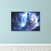 Toile Moonlit White Tiger Guardian – Blue Fantasy Spirit (Insitu (Plancher de Bois))
