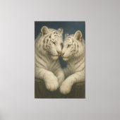Toile Moonlit White Tigers – Tender Blue Night Embrace (Recto)