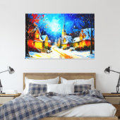 Toile Moonlit Winter Village Reverie (Insitu(Chambre))