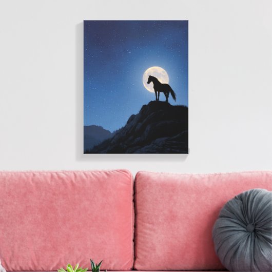 Toile Moonrise Horse Cliff Silhouette Art (Insitu(Salon))
