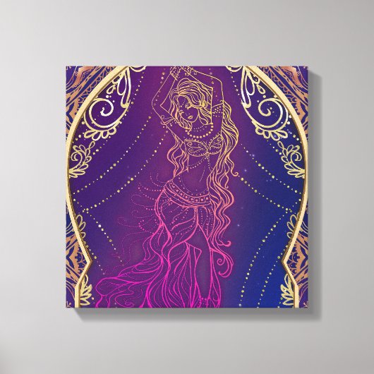Toile Moroccan Arabes Danse du Ventre Glam Violet & Or (Recto)