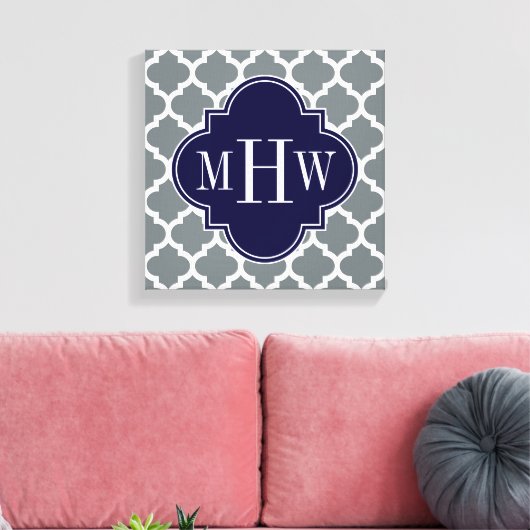 Toile Moroccan Charcoal White #5 Navy 3 Monogram initial (Insitu(Salon))