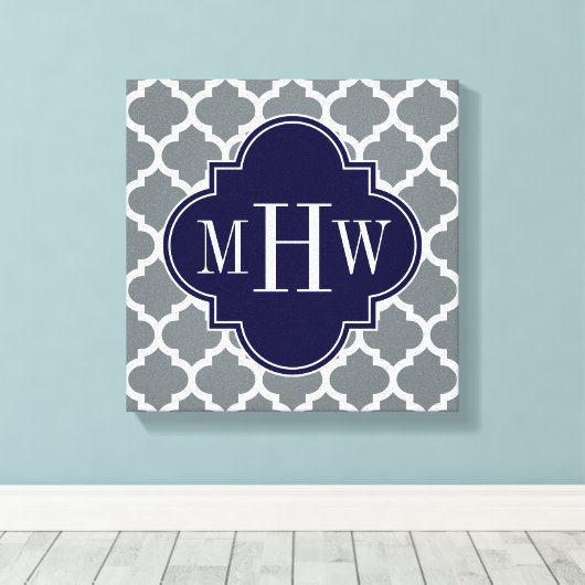 Toile Moroccan Charcoal White #5 Navy 3 Monogram initial (Insitu (Plancher de Bois))
