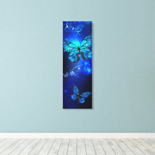 Toile Morpho Butterfly in the Dark Background (Insitu (Plancher de Bois))