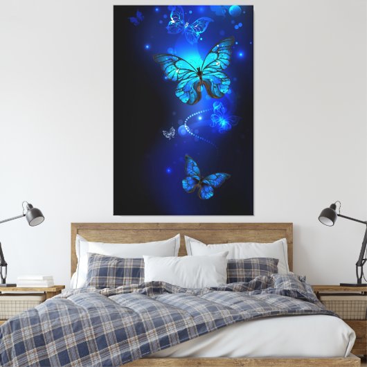Toile Morpho Butterfly in the Dark Background (Insitu(Chambre))