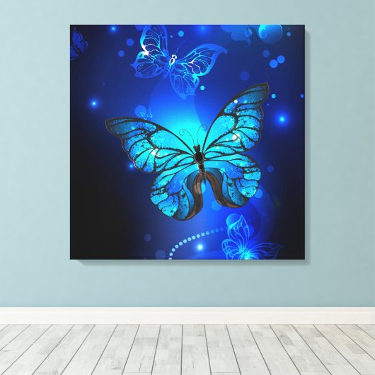 Toile Morpho Butterfly in the Dark Background (Insitu (Plancher de Bois))