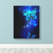 Toile Morpho Butterfly in the Dark Background (Insitu (Plancher de Bois))