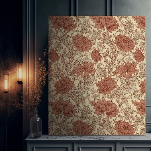 Toile Morris Orange Chrysanthemum Motif victorien