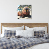 Toile Morse mignon sur une plage de sable (Insitu(Chambre))