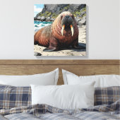 Toile Morse mignon sur une plage de sable (Insitu(Chambre))