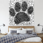 Toile Mosaic Art Chien Empreinte de patte En Noir Et Bla (Insitu(Chambre))