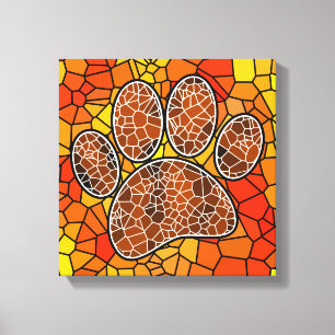Toile Mosaïque colorée Art Empreinte de patte chien