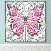Toile Mosaïque de papillon - Conte de fées rose et gris (Insitu (Plancher de Bois))