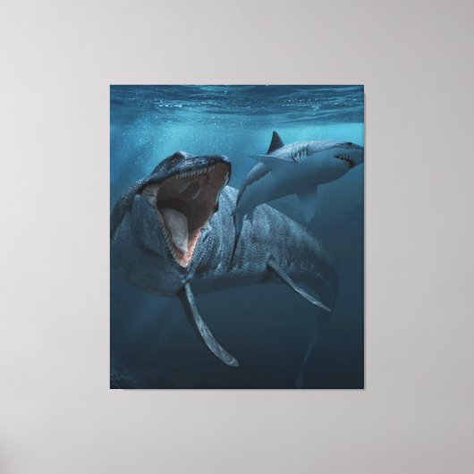 Toile Mosasaurus pourchasse le requin (Recto)