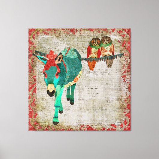 Toile Moses Ruby Chouettes Roses Art Canvas (Recto)